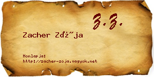 Zacher Zója névjegykártya